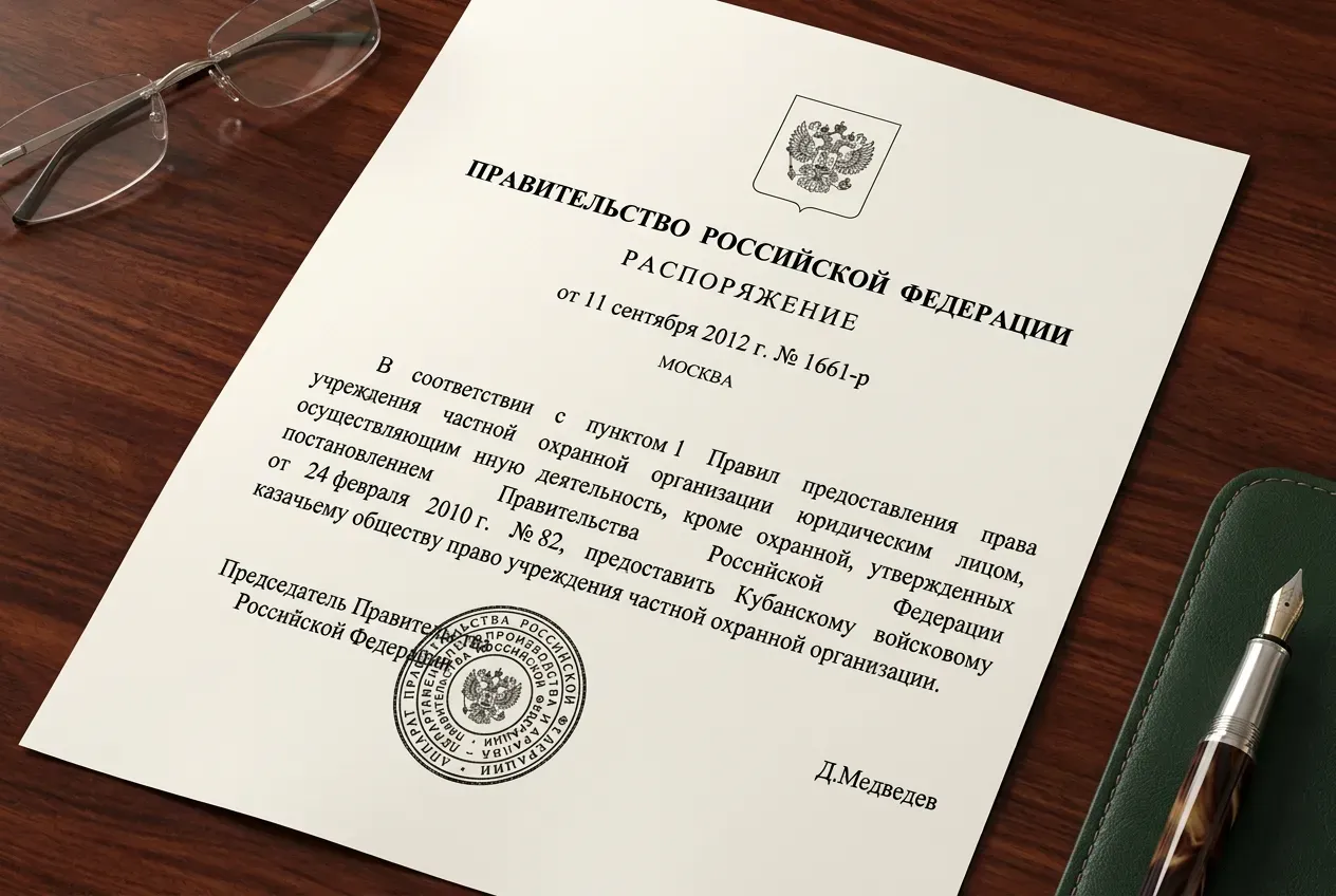 Распоряжение Правительства РФ об учреждении ЧОО Пластуны